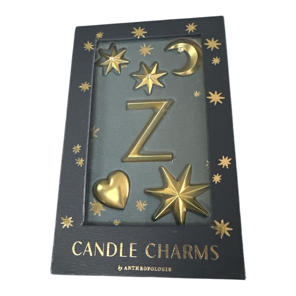 Anthropologie Monogram Candle Charms Gold Letter “Z” New In Box Stars Moon